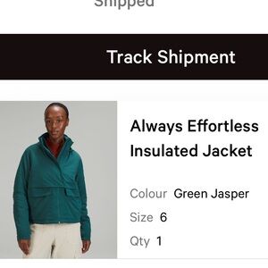 Lululemon Always Effortless Insulated Jacket - Green Jasper size 6